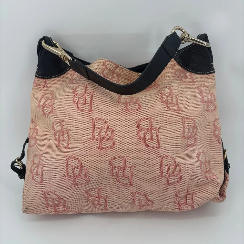 Pink jacquard tote purse Dooney & bourke duck charm monogram quiet luxury preppy